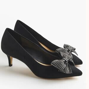 J. Crew Factory Rhinestone Bow Kitten Heels Size 9